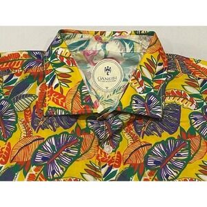 Ganesh Men's Tropical All Over Print Button Down Long Sleeve Cotton Shirt -‎ XL